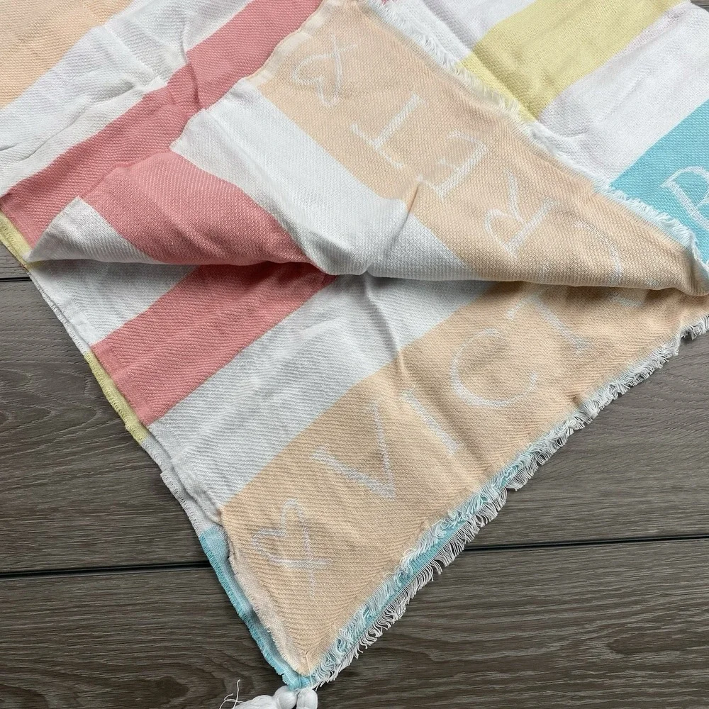 Victoria's Secret Limited Edition‎ 2018 Pastel Striped Tassel Beach Blanket NWOT